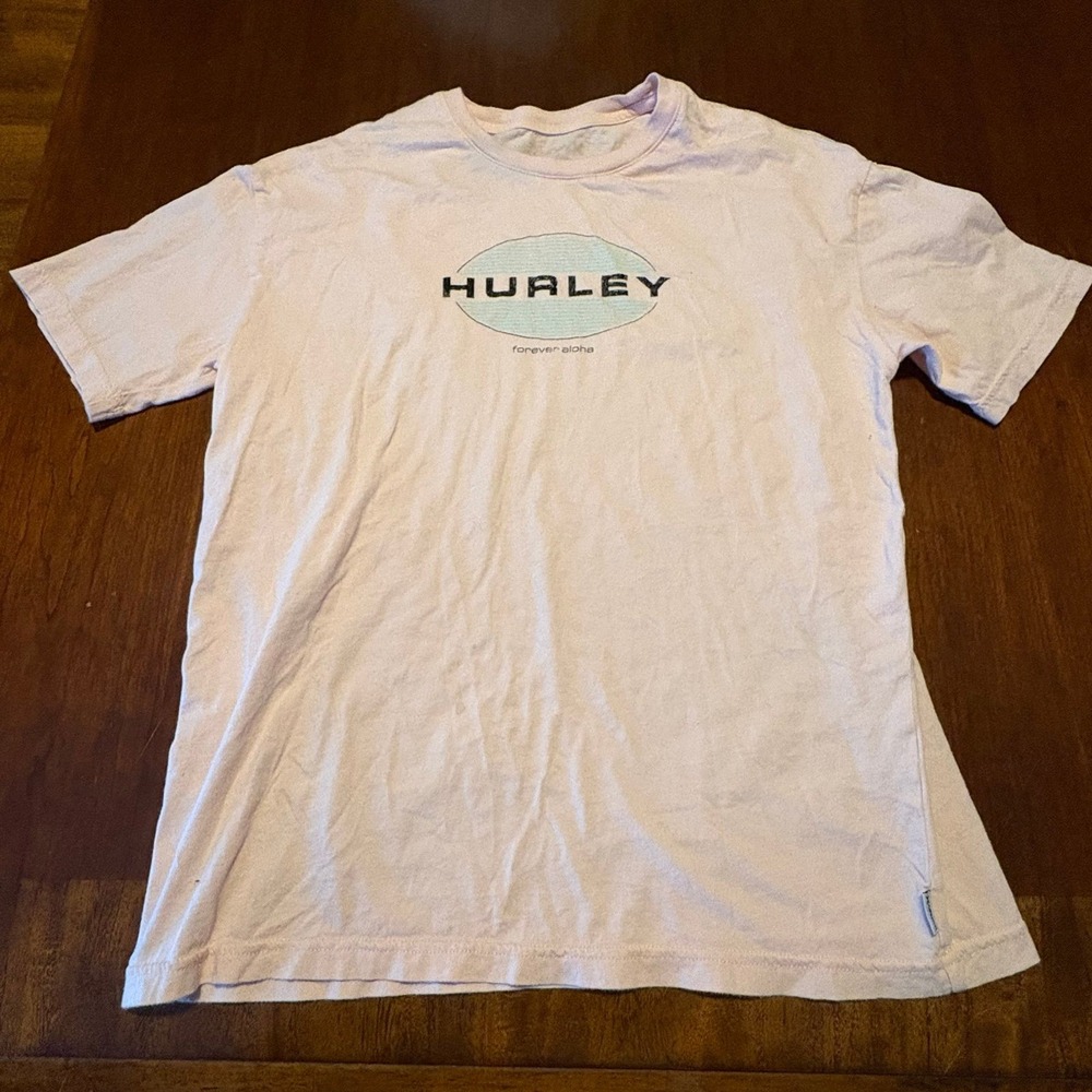 Hurley Logo T-Shirt Size Medium Light Pink "Forever Aloha" Surf Skate